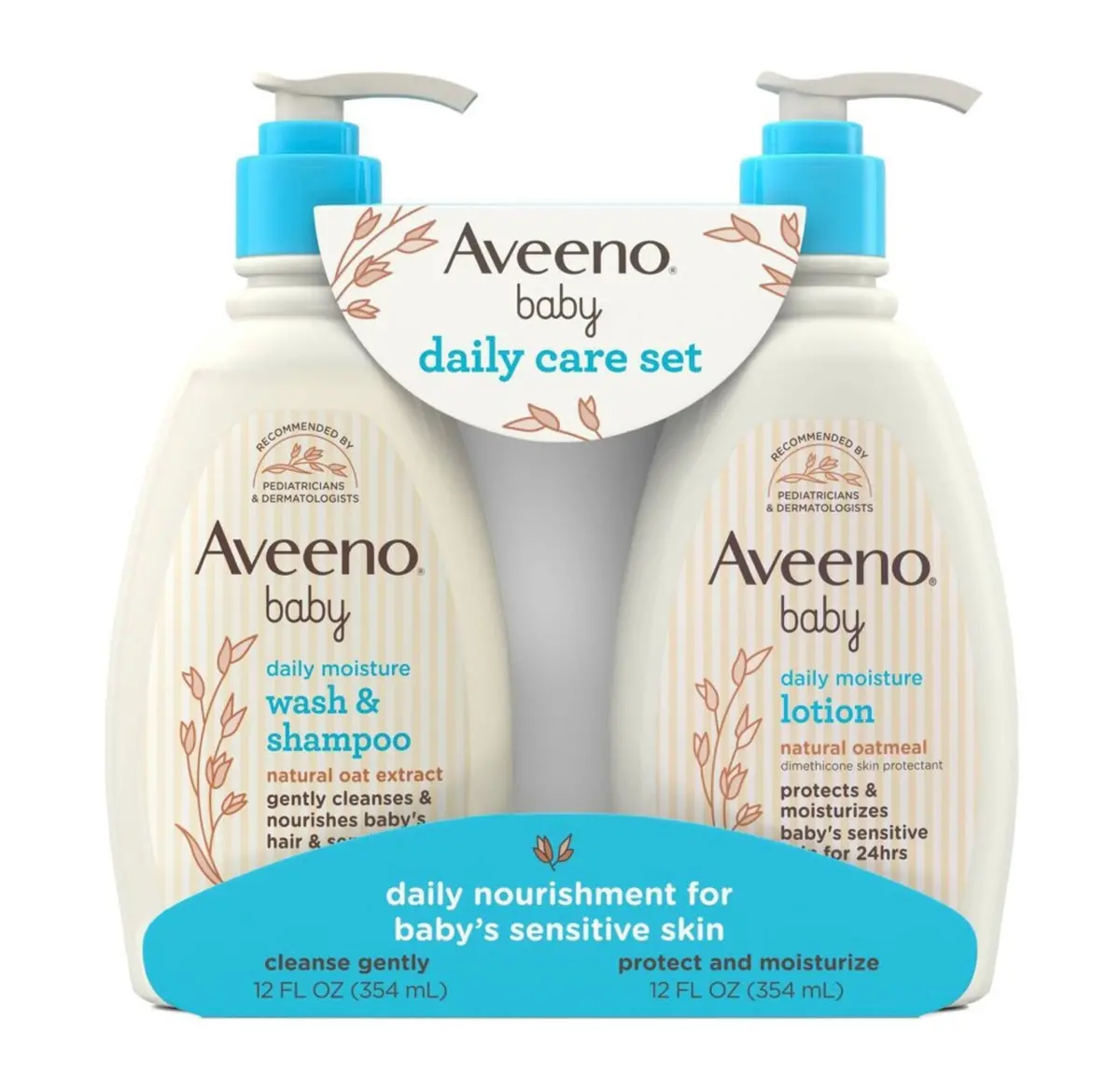 Aveeno Baby Daily Care Gift Set Includes Daily Moisturizing Baby Lotion & 2-In-1 Baby Bath Wash And Shampoo 1