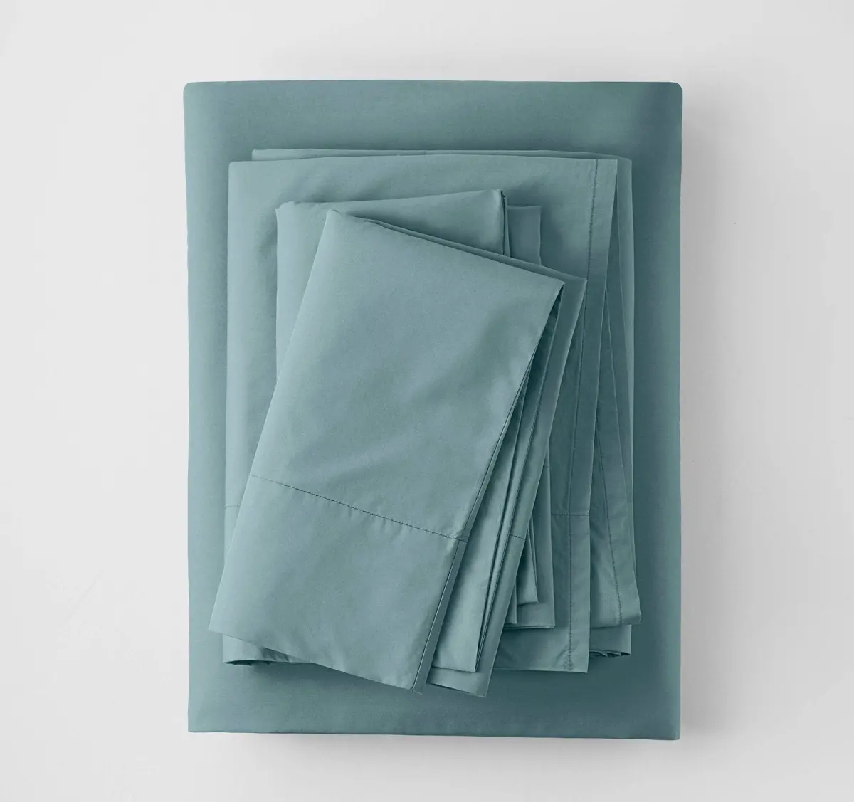 Washed Supima Percale Solid Sheet - King Size - Light Teal 1