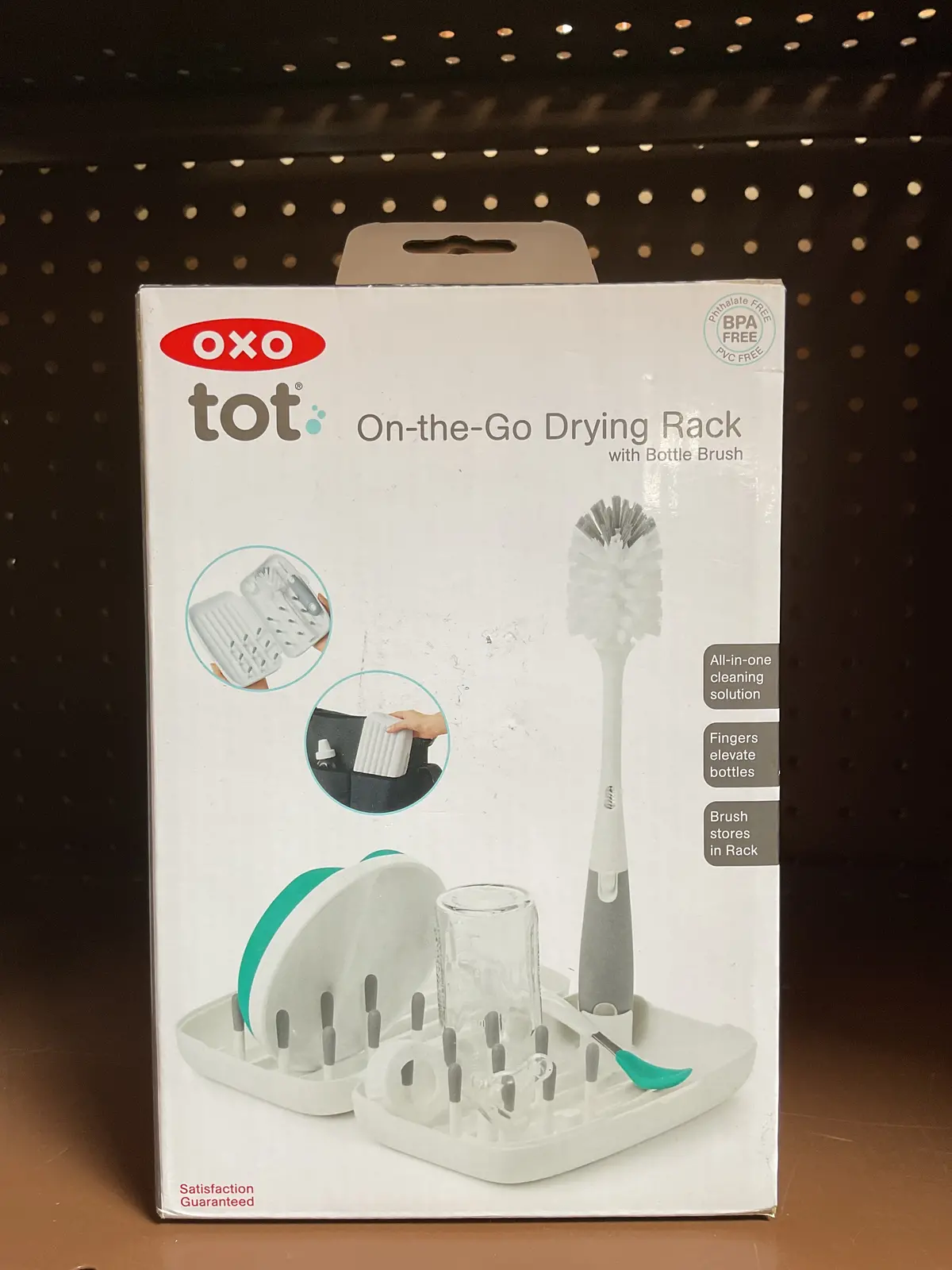 Oxo Tot On-The-Go Drying Rack With Bottle Brush - Gray 1