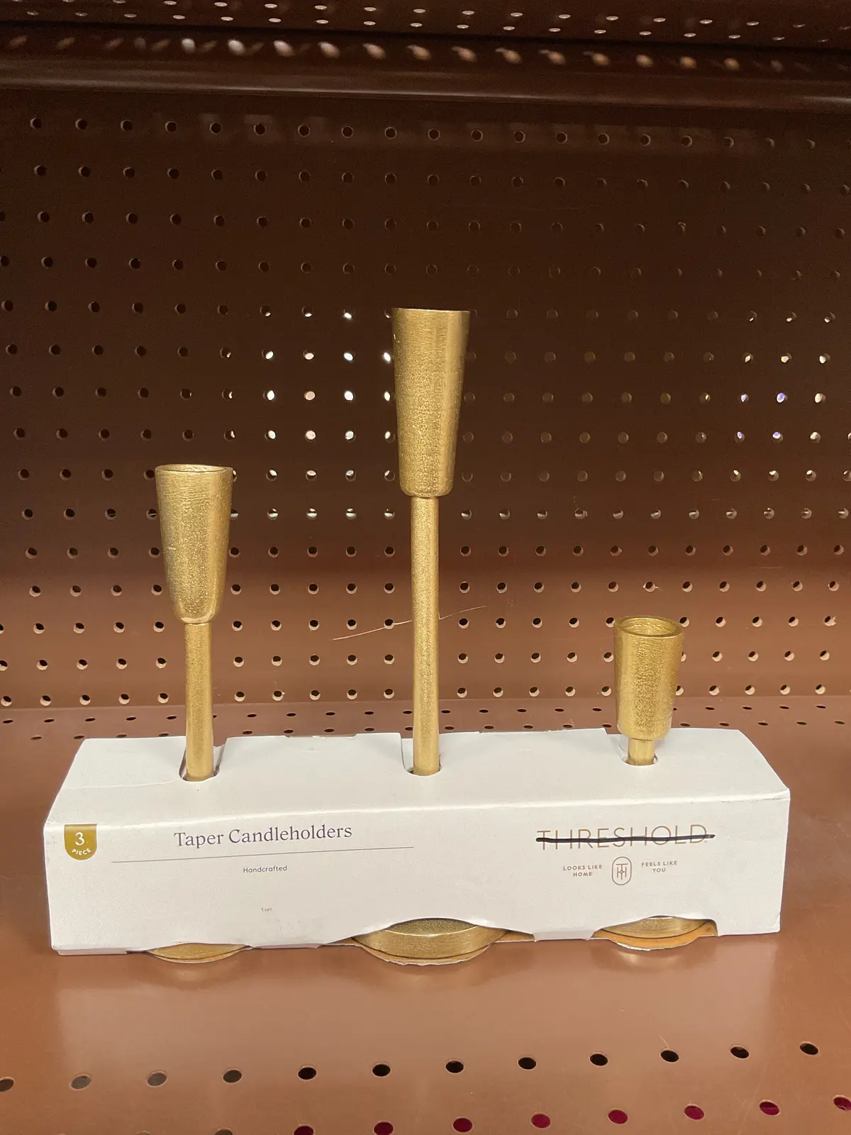 Set Of 3 Aluminum Taper Holders Gold 1