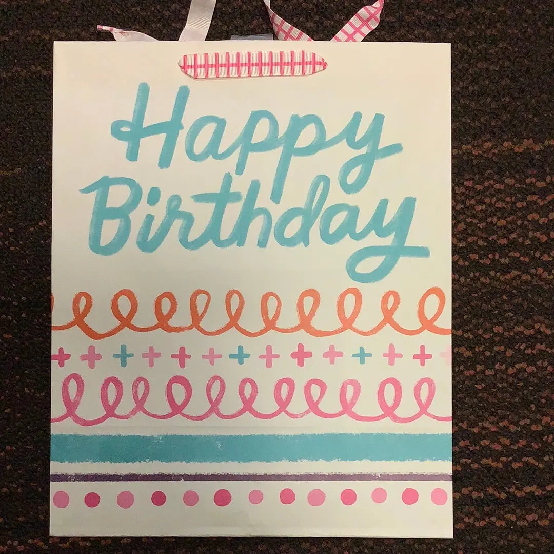 National Brand Happy Birthday Cake Swirls Cream Gift Bag 1