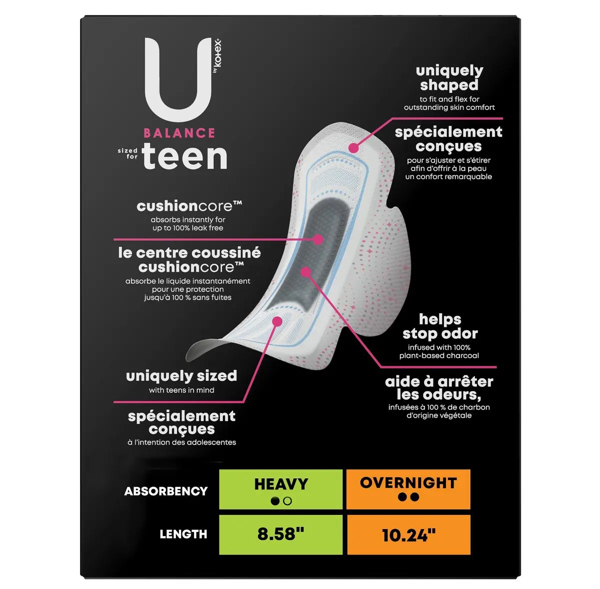 U By Kotex Balance Sized For Teens Ultra-Thin Pads With Wings- Extra Absorbency- Unscented- 28Ct 2