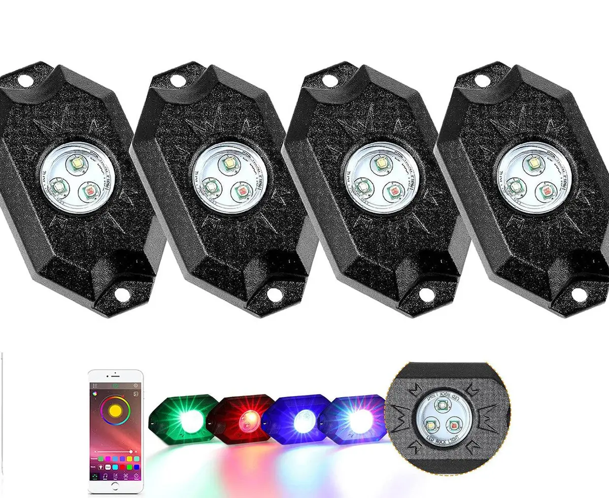 4Pcs Rgb Led Rock Light Set With Bluetooth Controller 1