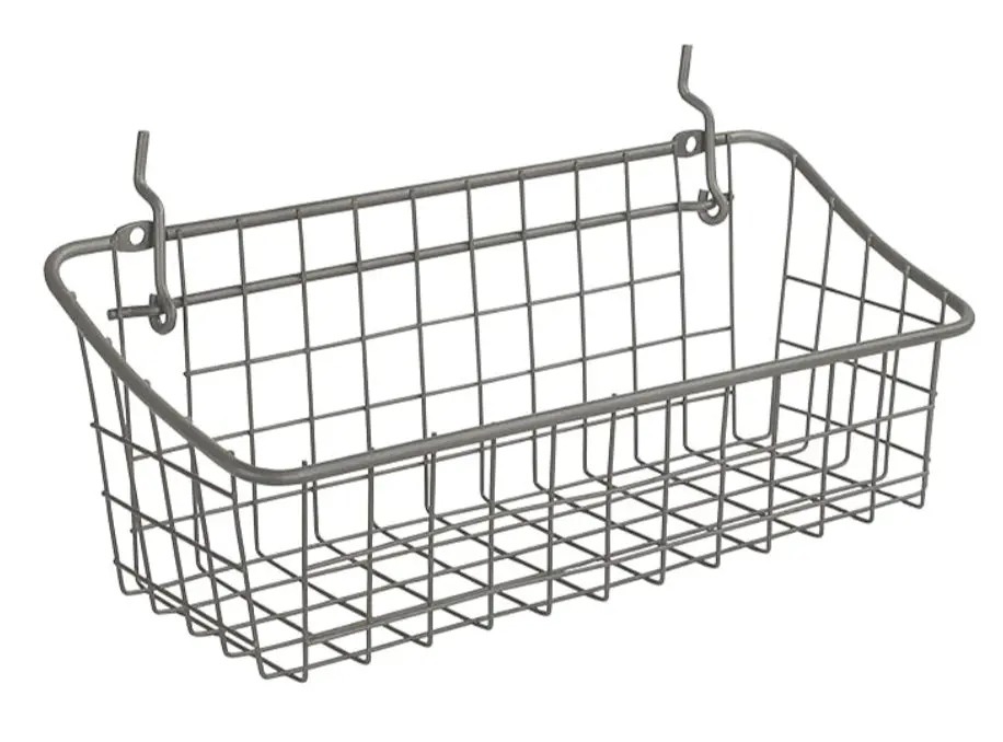 Spectrum Pegboard & Wall Mount Wire Basket Small - Storage & Organizer For Garage, Tools, Shed, Home, Work Bench Crafts & More 1