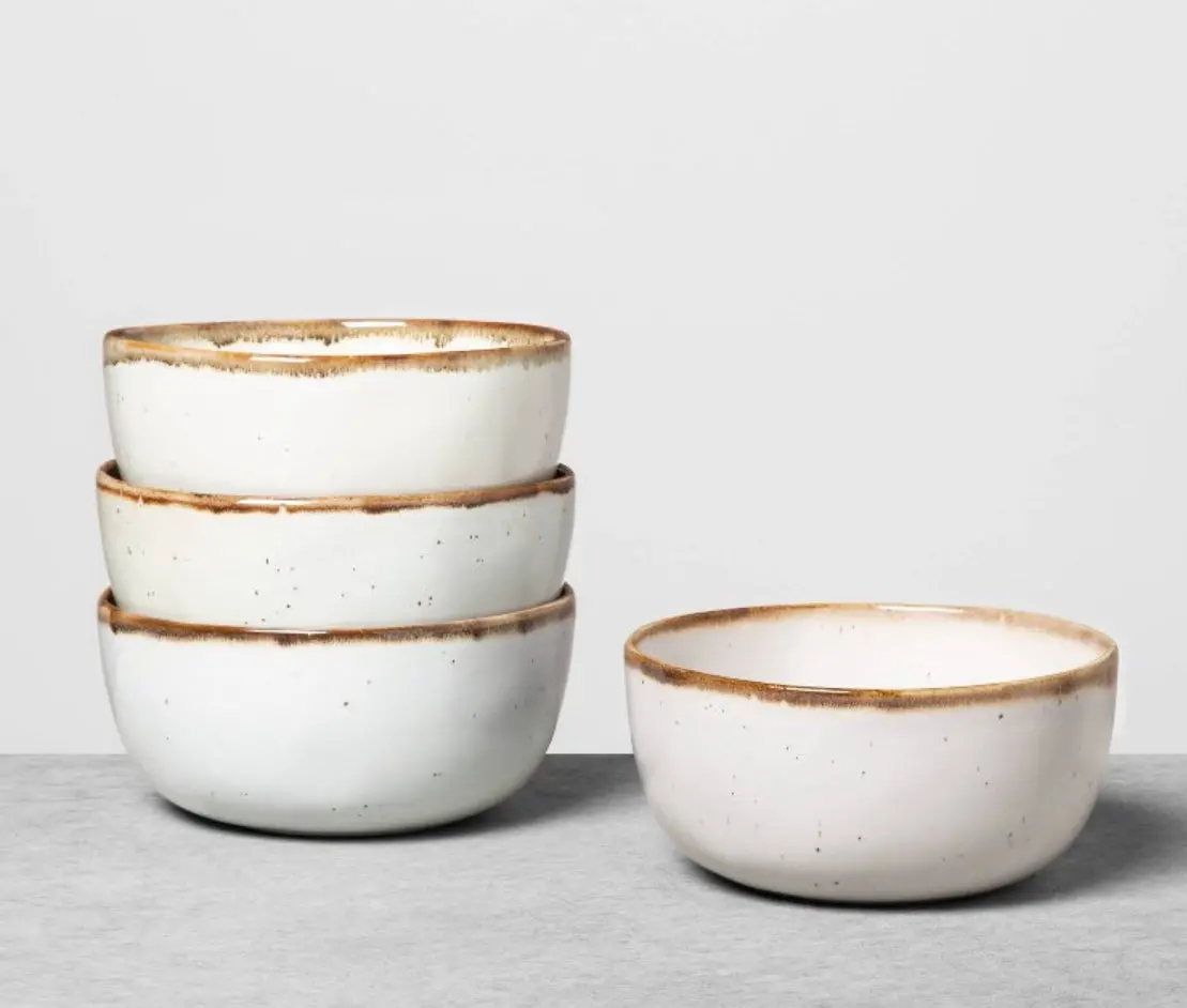 4Pk 22Oz Stoneware Reactive Glaze Cereal
Bowl Set Cream 1