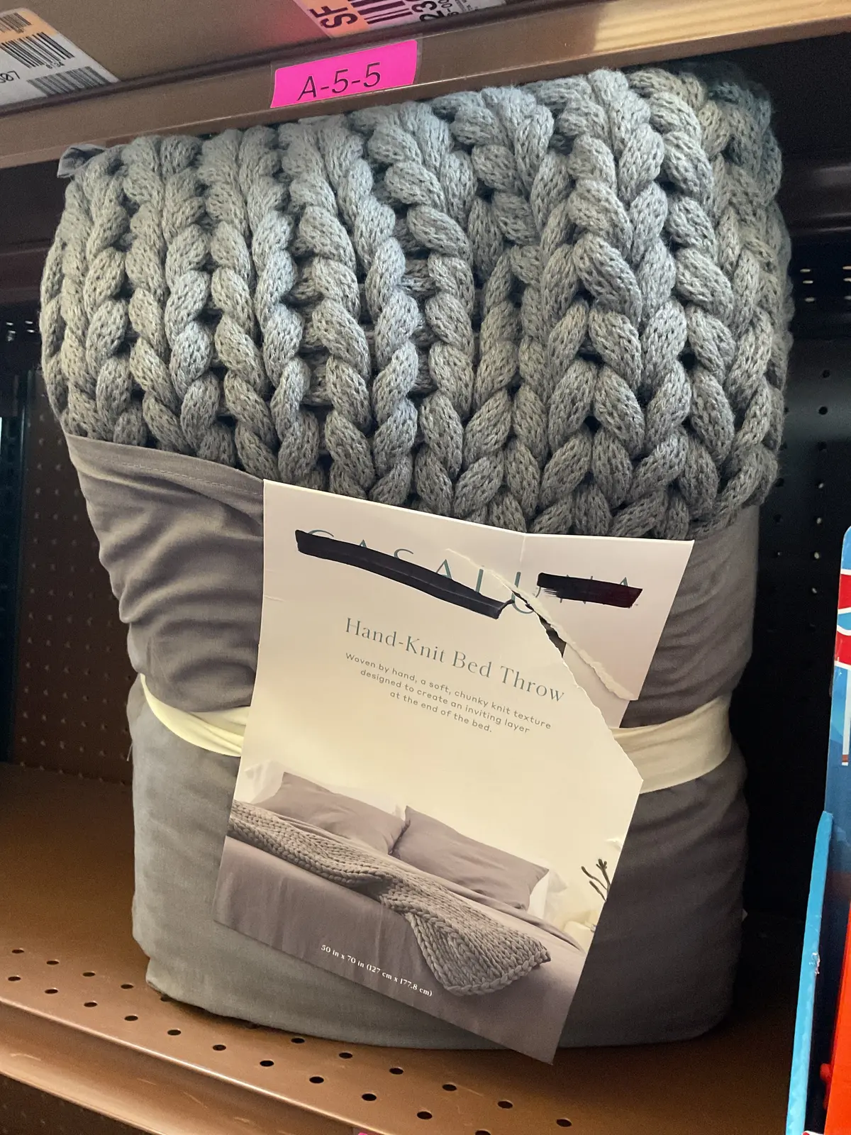 50”X70” Oversized Knitted Bed Throw Blanket-Gray 1