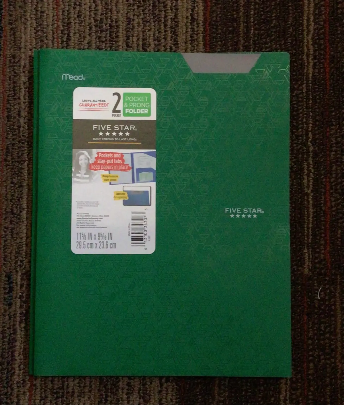 Five Star 2 Pocket Plastic Folder- Green 1
