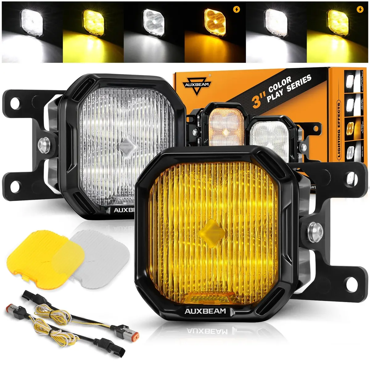 Color Play Series 3 Inch Led Fog Light Kit For Ford Bronco/Ford Mustang/Ford Ranger 1