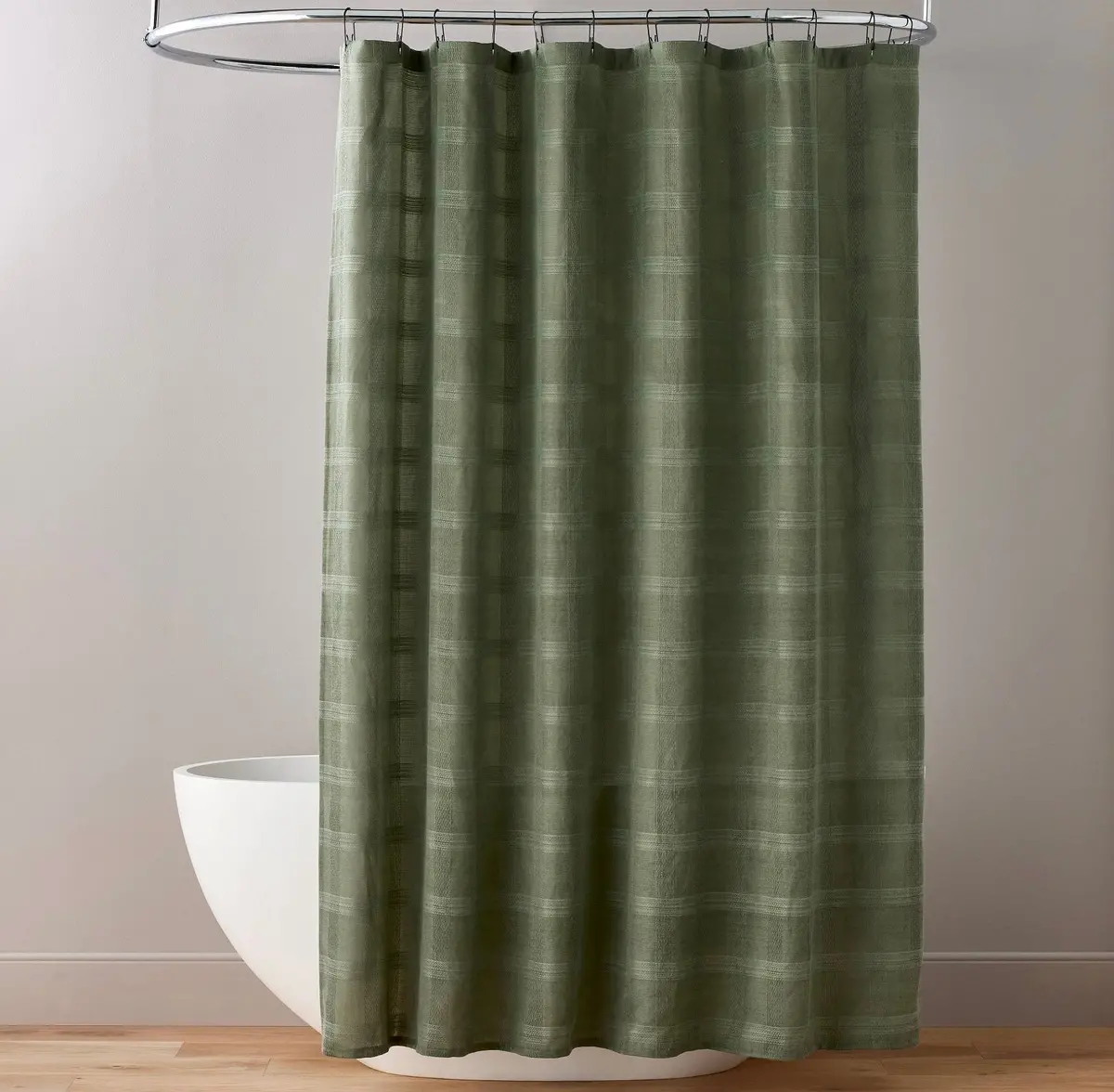 Washed Square Shower Curtain - Green 1
