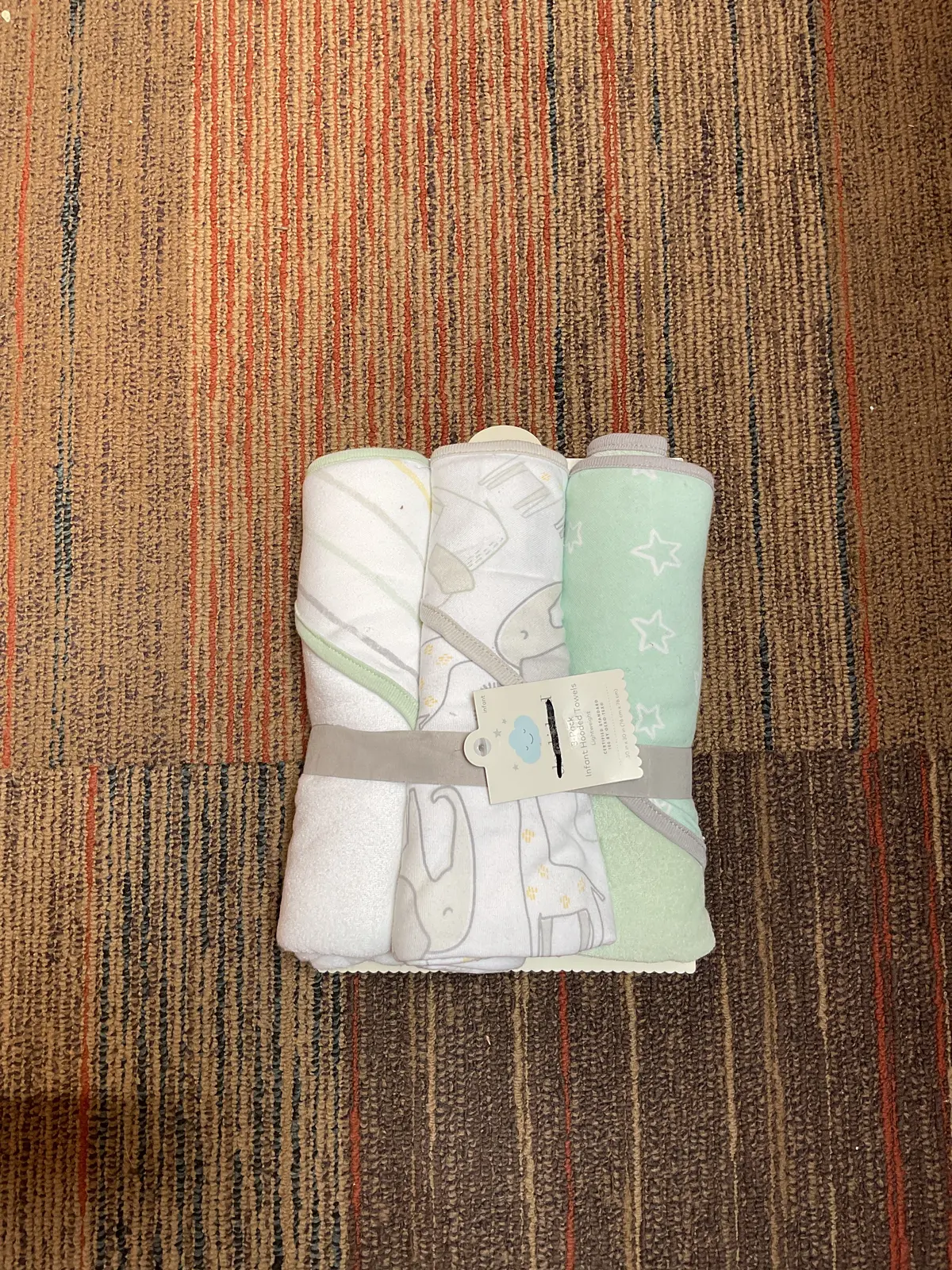Baby 3Pk Little Peanut Hooded Bath Towel-Mint Green 1