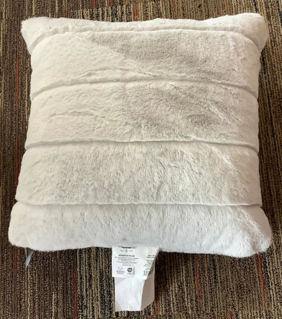 Square Faux Fur Channeled Decorative Throw Pillow Light
Gray 1