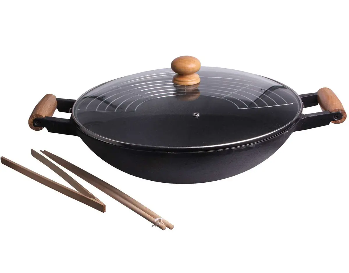 Cookinglife Wokpan Met Deksel & Kookgerei Ø 36 Cm / 6.5 Liter - Standaard Anti-Aanbaklaag 1
