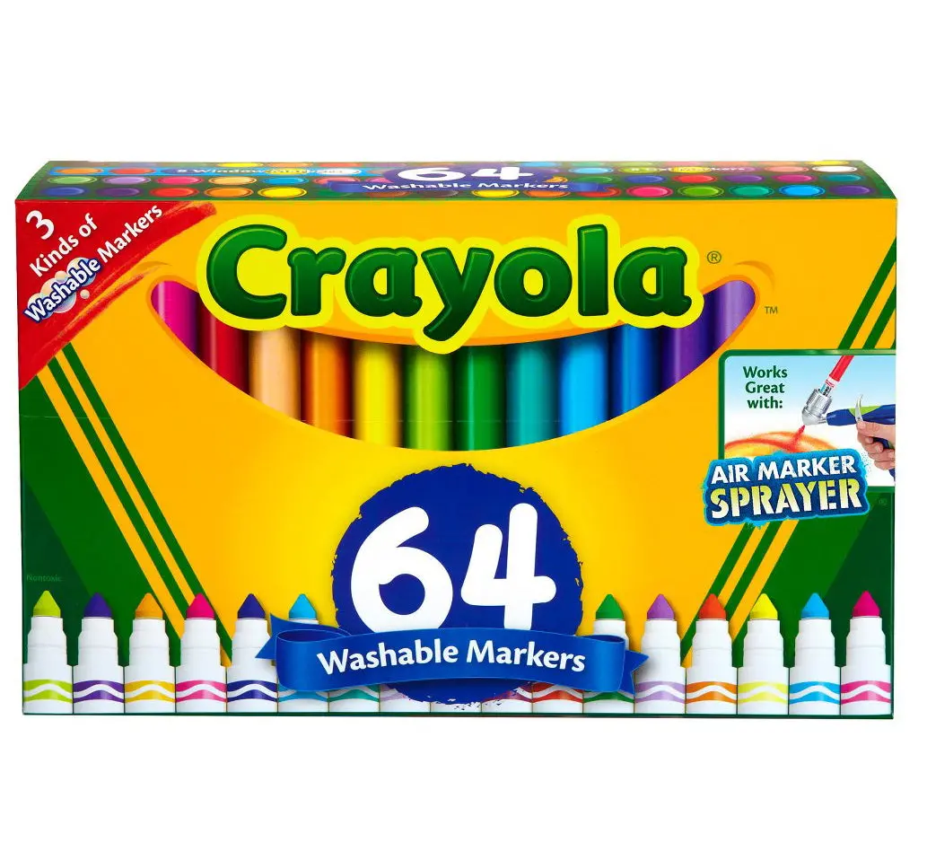 Crayola 64Ct Broad Line Markers With Gel & Window Markers 1
