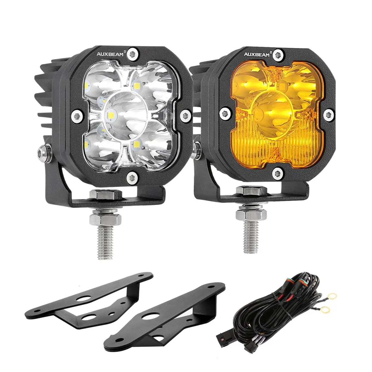 3 Inch 80W 9600Lm Led Pods Lights White&Yellow With Dual A-Pillar Mounting Bracket For Ford Bronco 2/4 Door 2021 2022 1