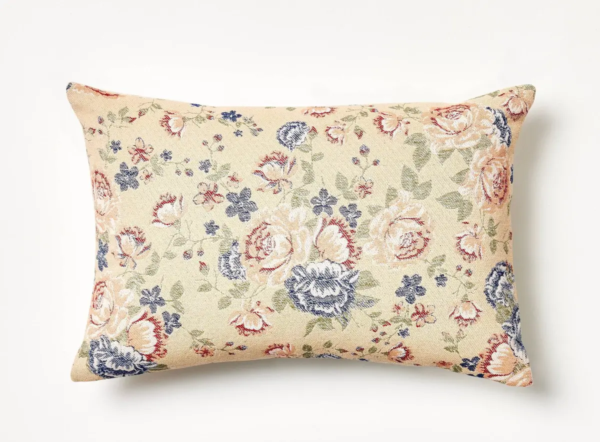 Oversized Woven Floral Lumbar Throw Pillow 1