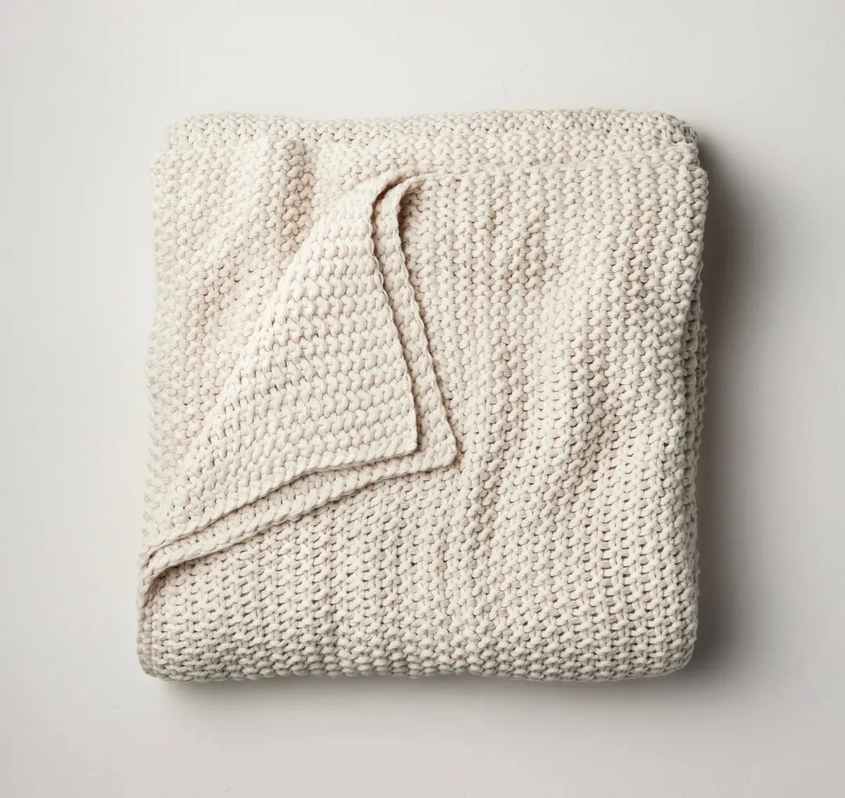 King Chunky Knit Bed Blanket Neutral 1