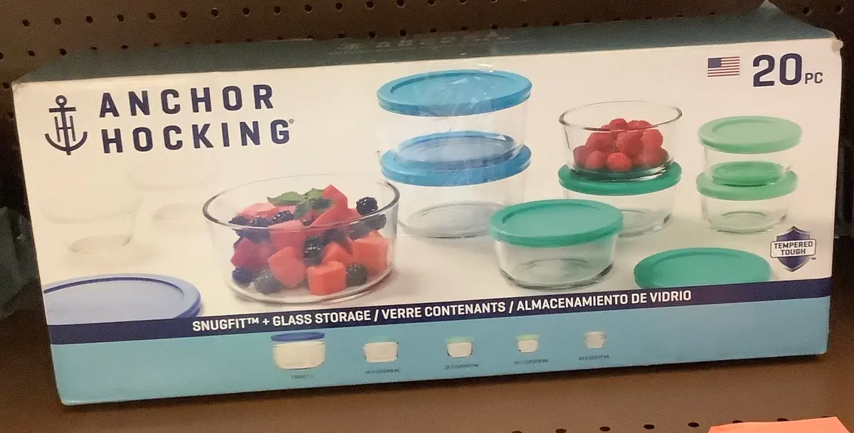 Anchor Hocking 20Pc Glass Snugfit Food Storage
Container Set (Opened Box) 1