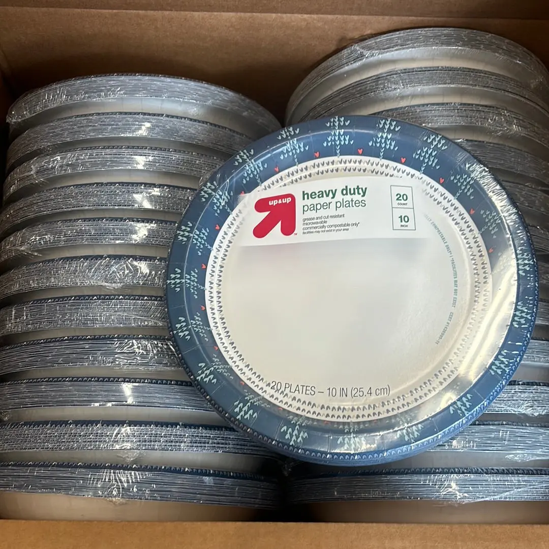 Case Pack 10In Paper Plate  - 24 Packs Blue Embroidered Trees 1
