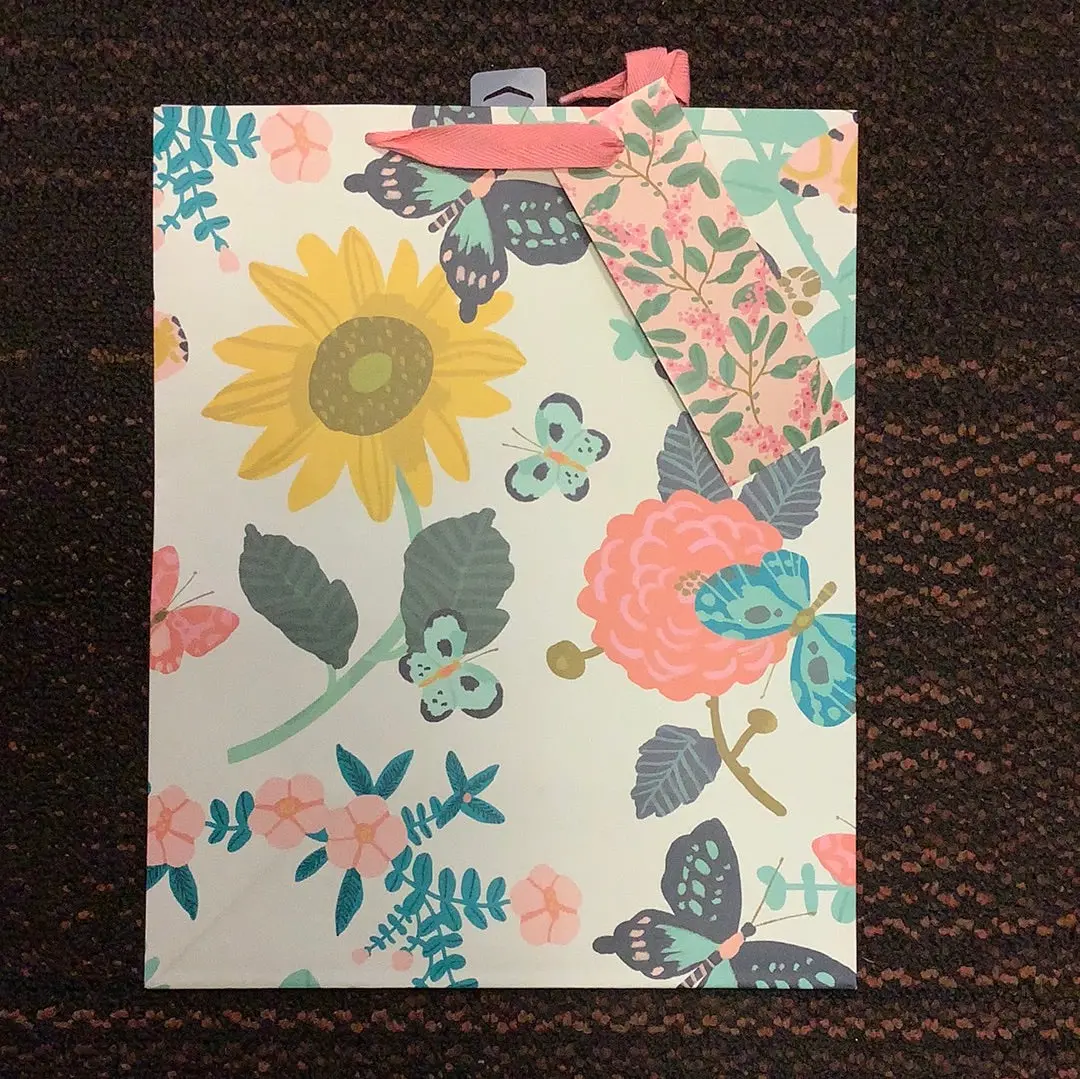 National Brand Floral Butterflies Cream Gift Bag 1