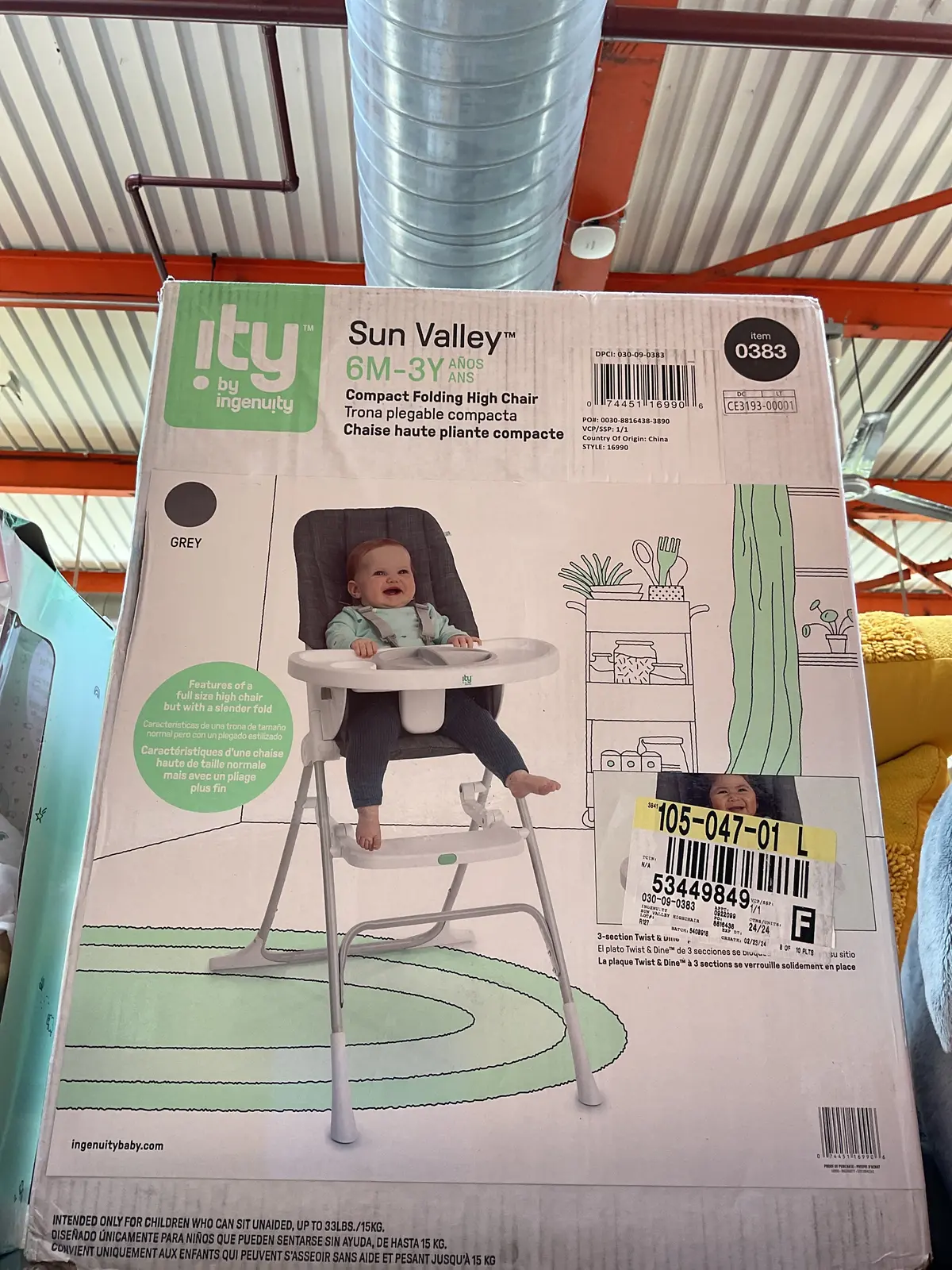 Ingenuity Sun Valley Compact High Chair - Gray 1