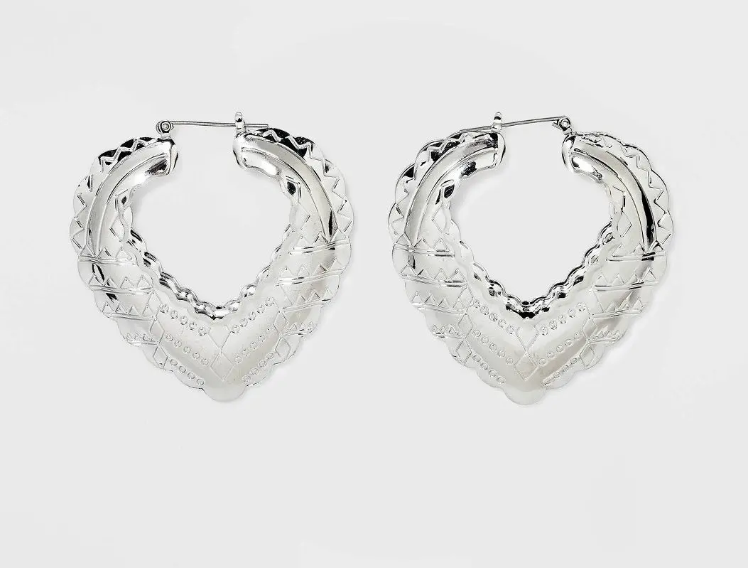 Heart Shape Earrings - Silver 1
