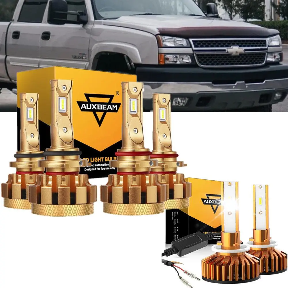 For 2000-2002 Chevrolet Silverado 2500 F-16 Plus Series Built-In Canbus Automotive Grade 14000Lm Led Light Bulbs High Low Beam Bundle 1