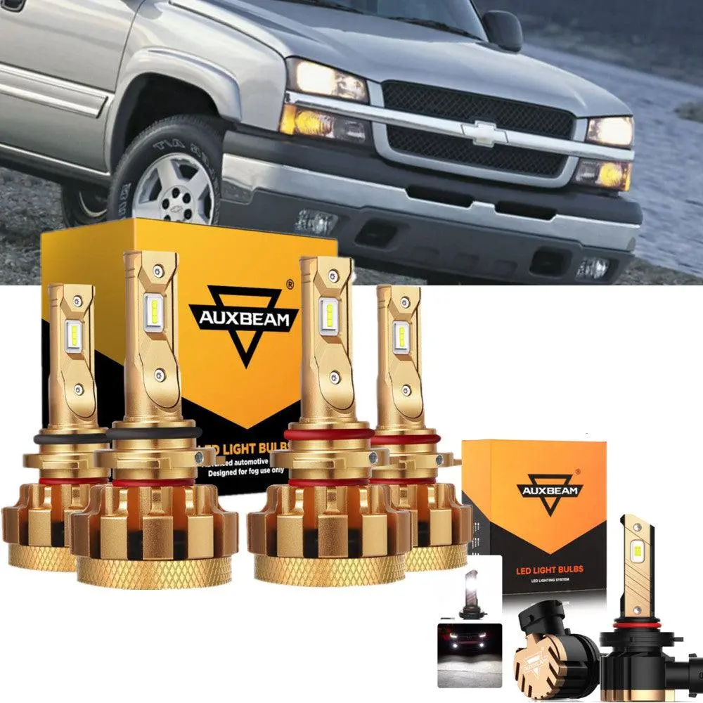 For 2003-2004 Chevrolet Silverado 2500 F-16 Plus Series Built-In Canbus Automotive Grade 14000Lm Led Light Bulbs High Low Beam Bundle 1
