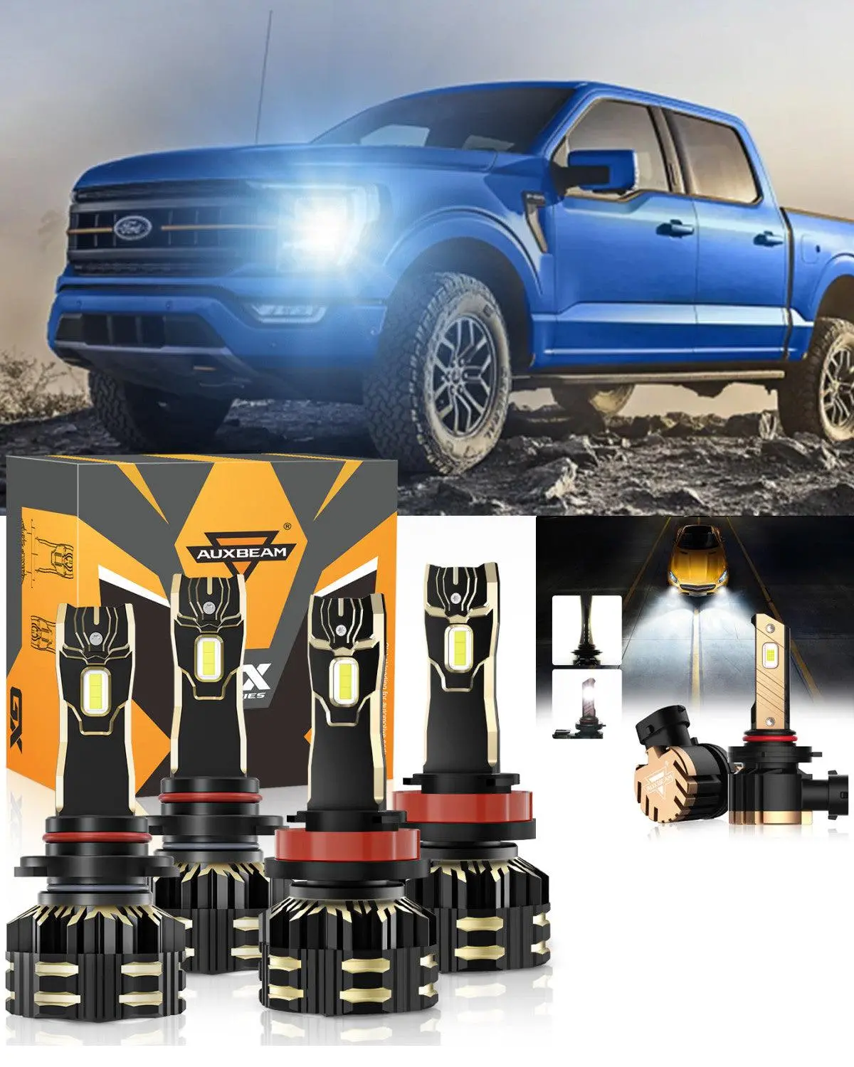 For 2015-2020 Ford F-150 9005 H11 Led Headlight Bulbs Bundle 1