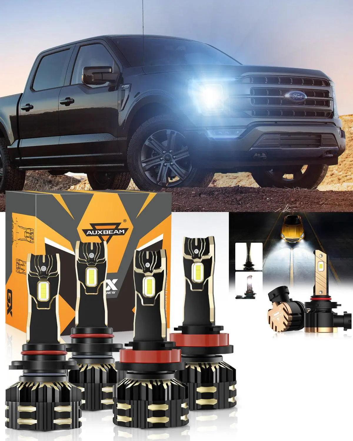 For 2021 Ford F-150 9005 H11 Led Headlight Bulbs Bundle 1