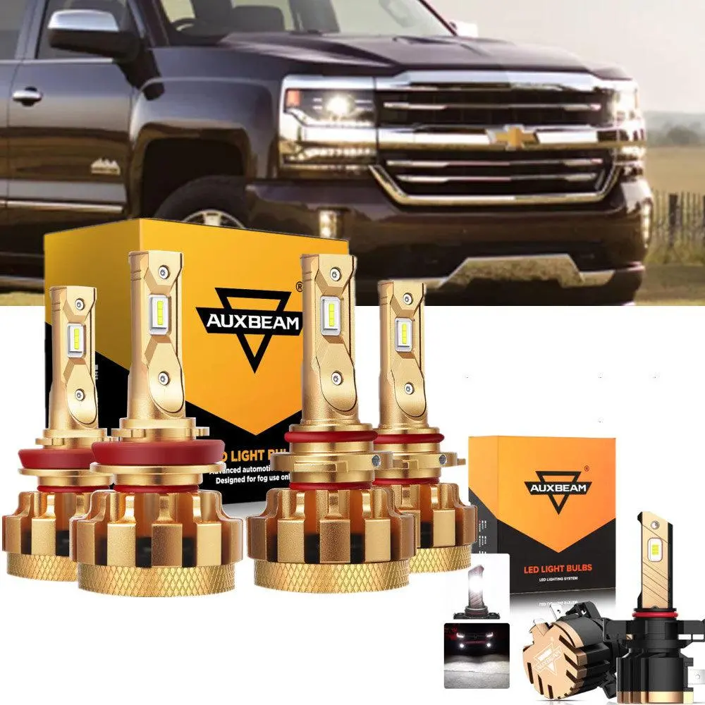 For 2007-2019 Chevrolet Silverado 2500 Hd F-16 Plus Series Built-In Canbus Automotive Grade 14000Lm Led Light Bulbs High Low Beam Bundle 2