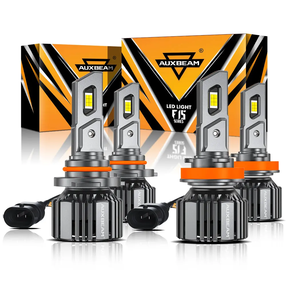 9005+H11 Led Headlight Bulbs 90W 20000Lm F15 Series 20% Smaller Size 6500K Cool White | 4 Bulbs 1