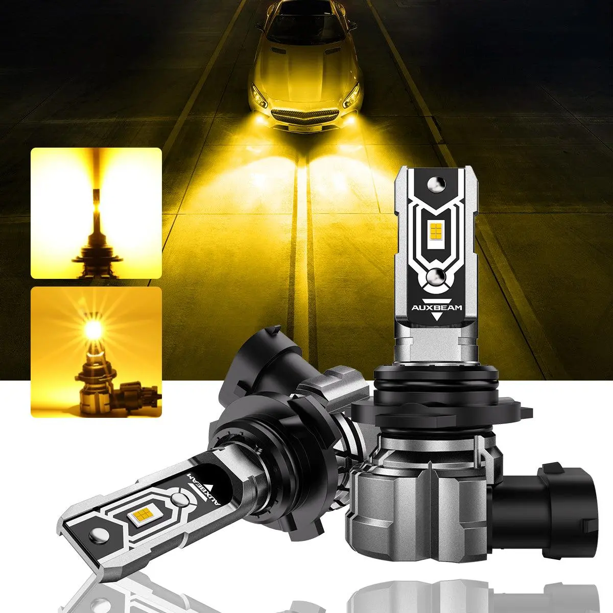 🆕9006 Hb4 Led Fog Light/Drl Bulbs 50W 10000Lm 3000K Amber Yellow Q5 Series | 2 Bulbs 1