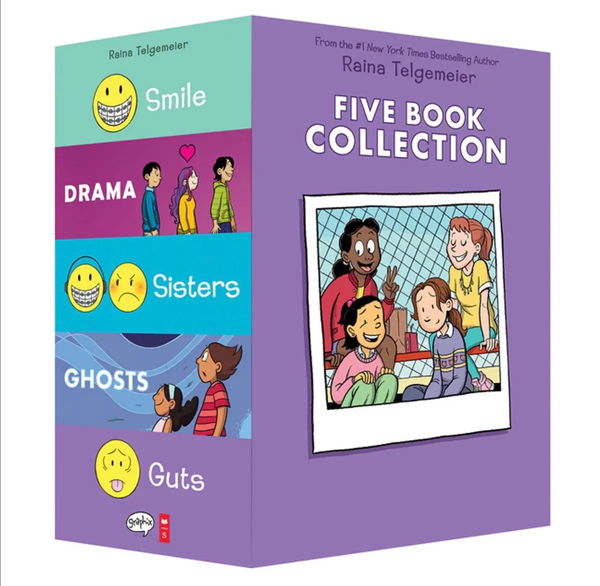 Raina Telgemeier Collection Box Set (Smile, Drama, Sisters, Ghosts, Guts) - (Mixed Media Product) 1