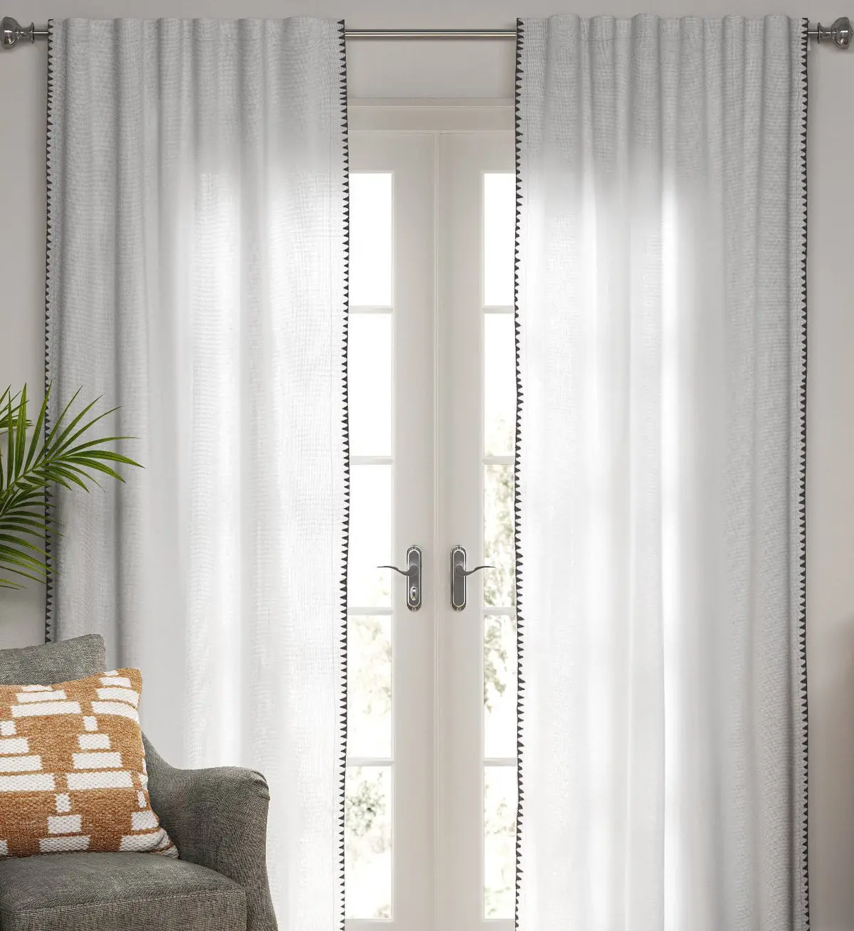 1Pc 54’’X84’’ Light Filtering Stitched Edge Curtain Panel Cream 1