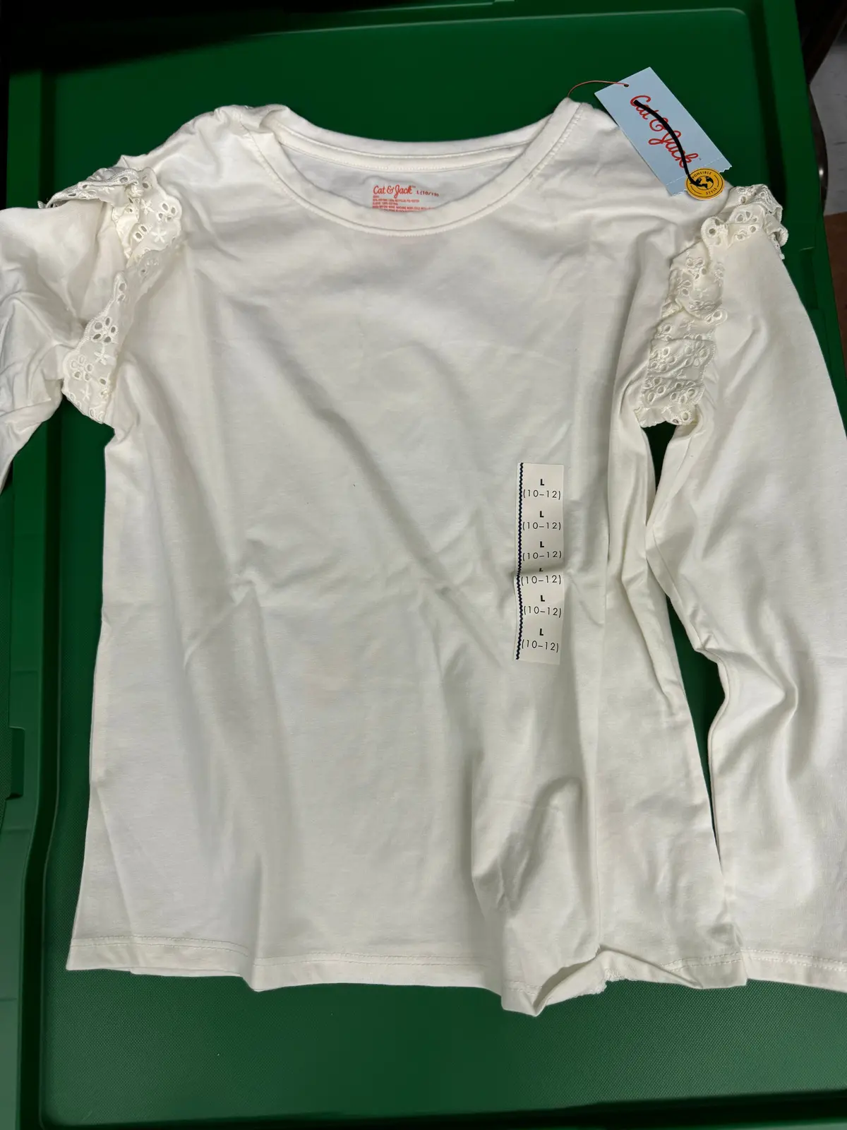 Kids White Floral Fringe Long Sleeve L(10/12) 1