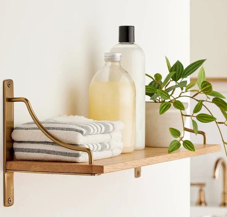 Wood & Brass Decorative Bracket Wall Shelf 1