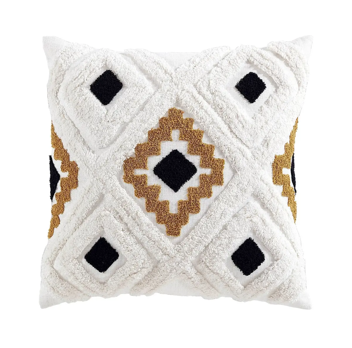 Brielle 20”X20” Oversized Sterling Square Throw Pillow - Cream/Gold/Black 1
