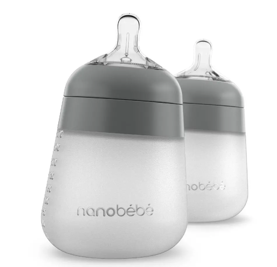 Silicone Baby Bottle - Gray - 9Oz/2Pk 1