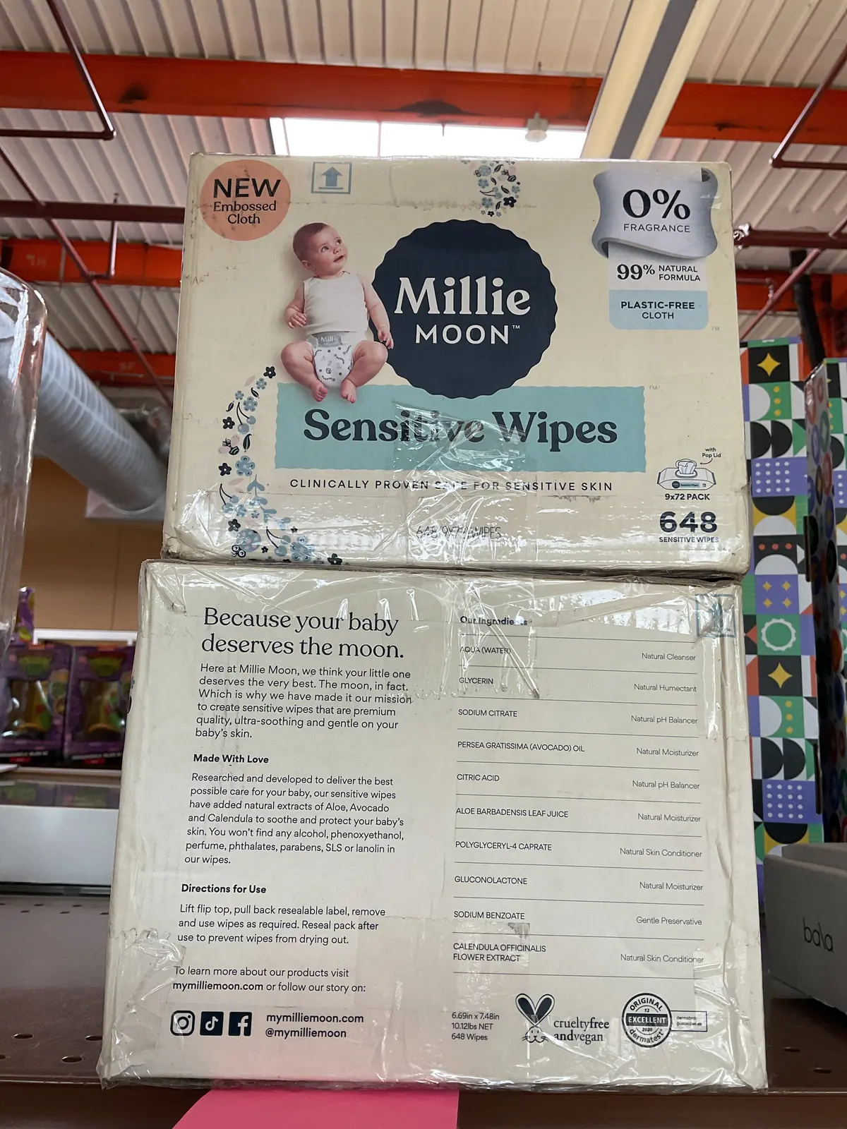 Millie Moon Sensitive Wipes Jumbo Box - 648Ct 1