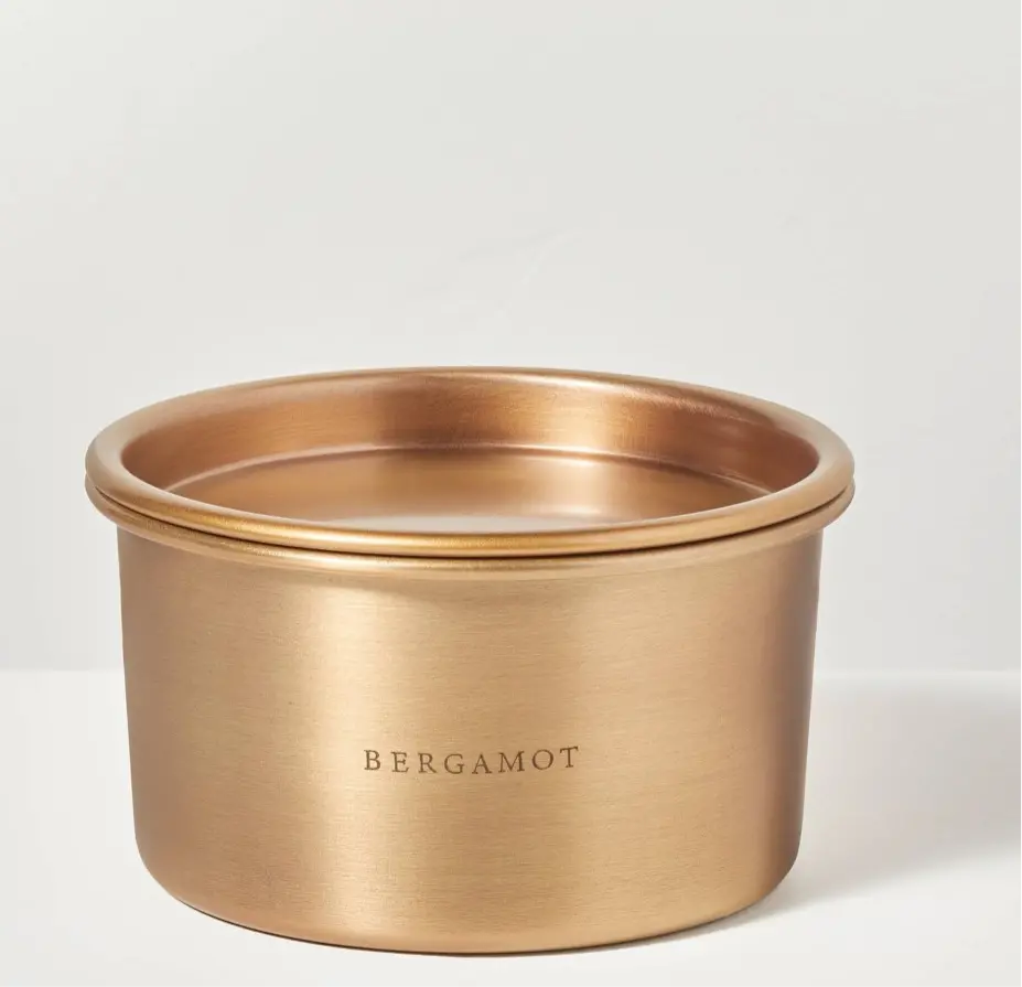 Lidded Metal Bergamot 4-Wick Jar Candle Brass Finish 20Oz 1