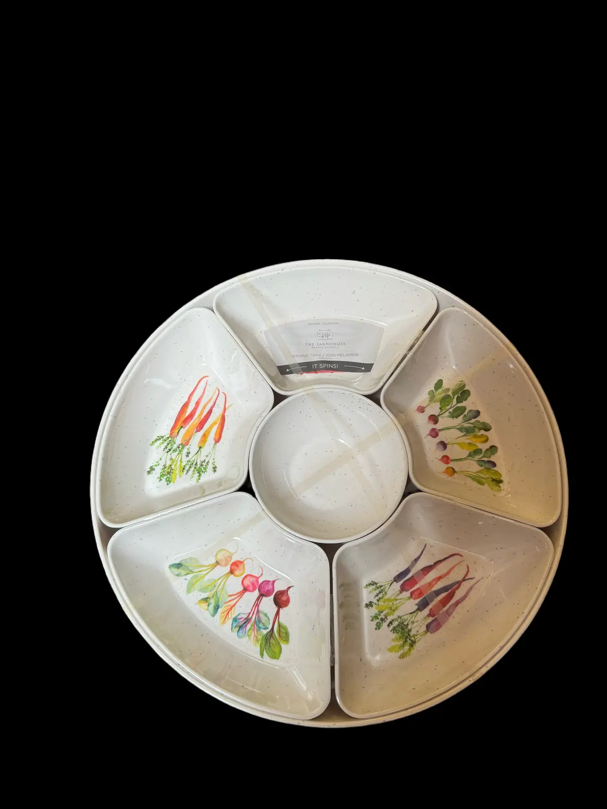 7Pc Spinning Serving Tray W/Vegtable Prints 1