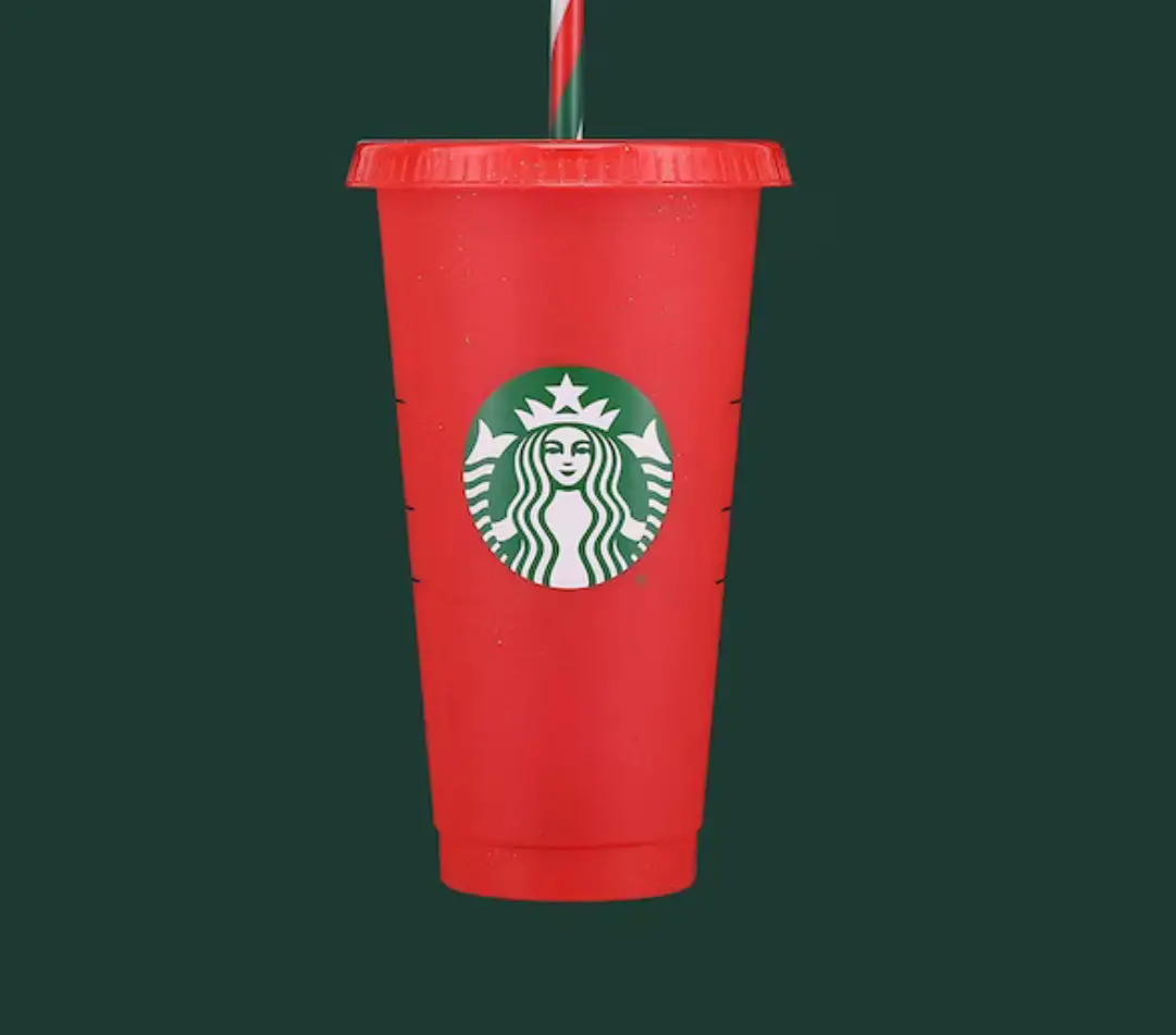 Starbucks Red/Glitter Cup (24 Oz ) No Straw 1