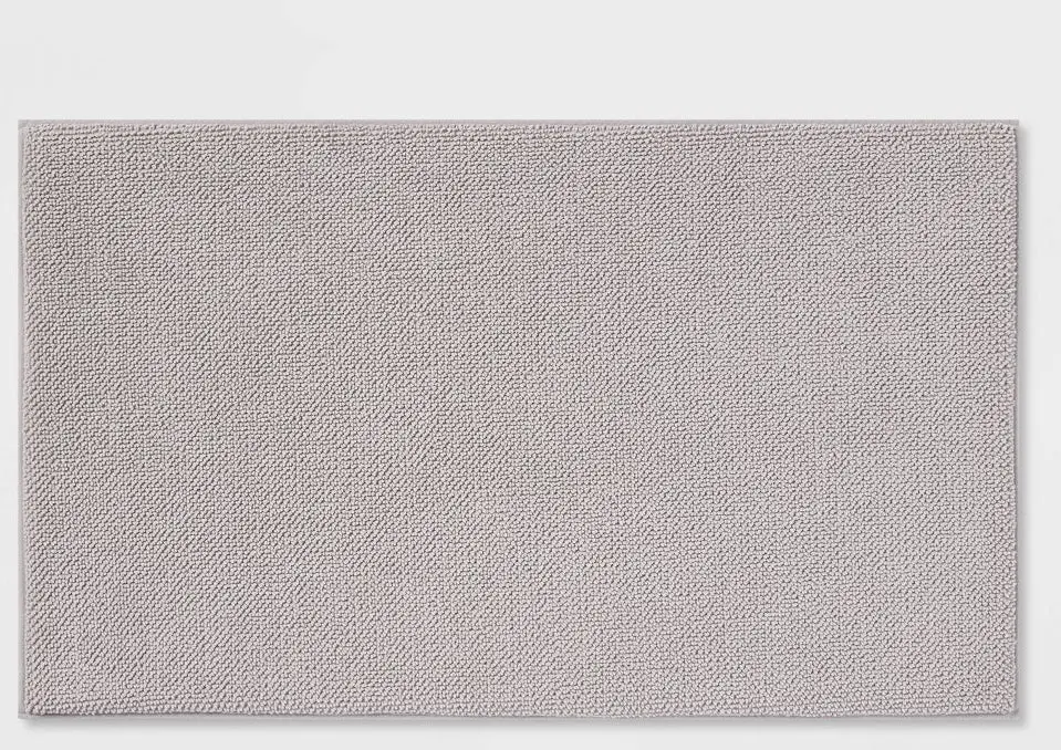 20"X34" Fine Chenille Memory Foam Bath Rug Light Gray 1