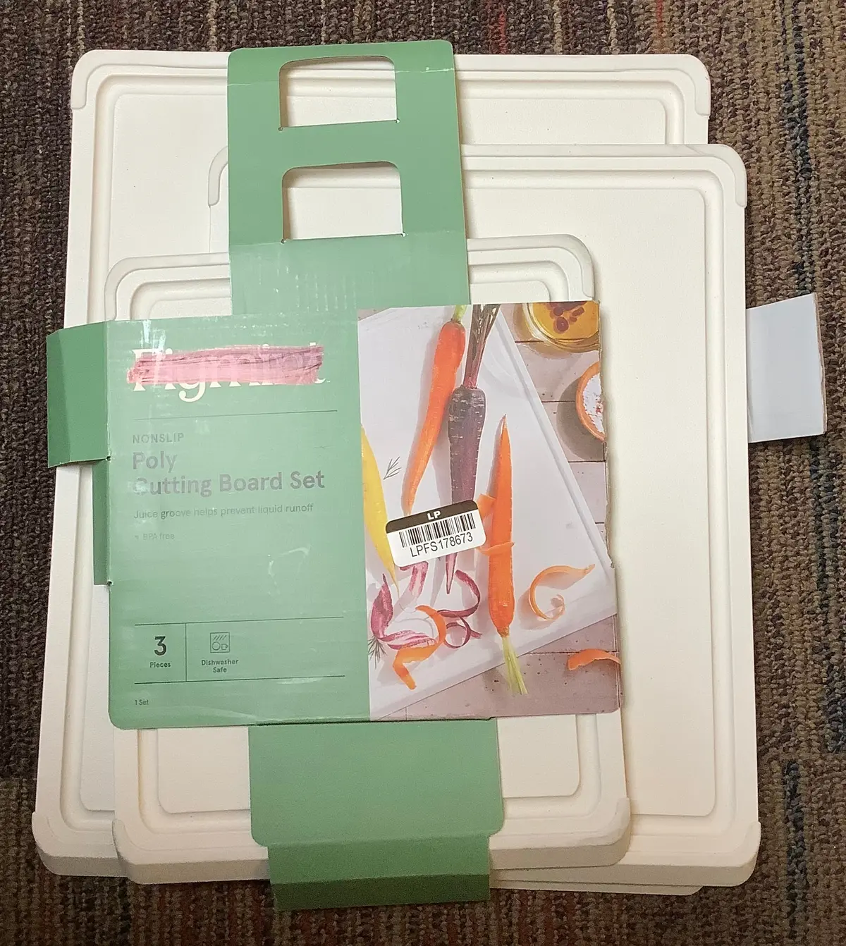 3Рс Nonslip Recycled Poly Cutting Board Set Vintage Cream 1