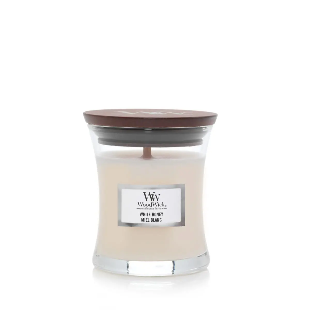 Woodwick Geurkaars Mini White Honey - 8 Cm / Ø 7 Cm - Geurkaars In Glas - Houten Lont 1