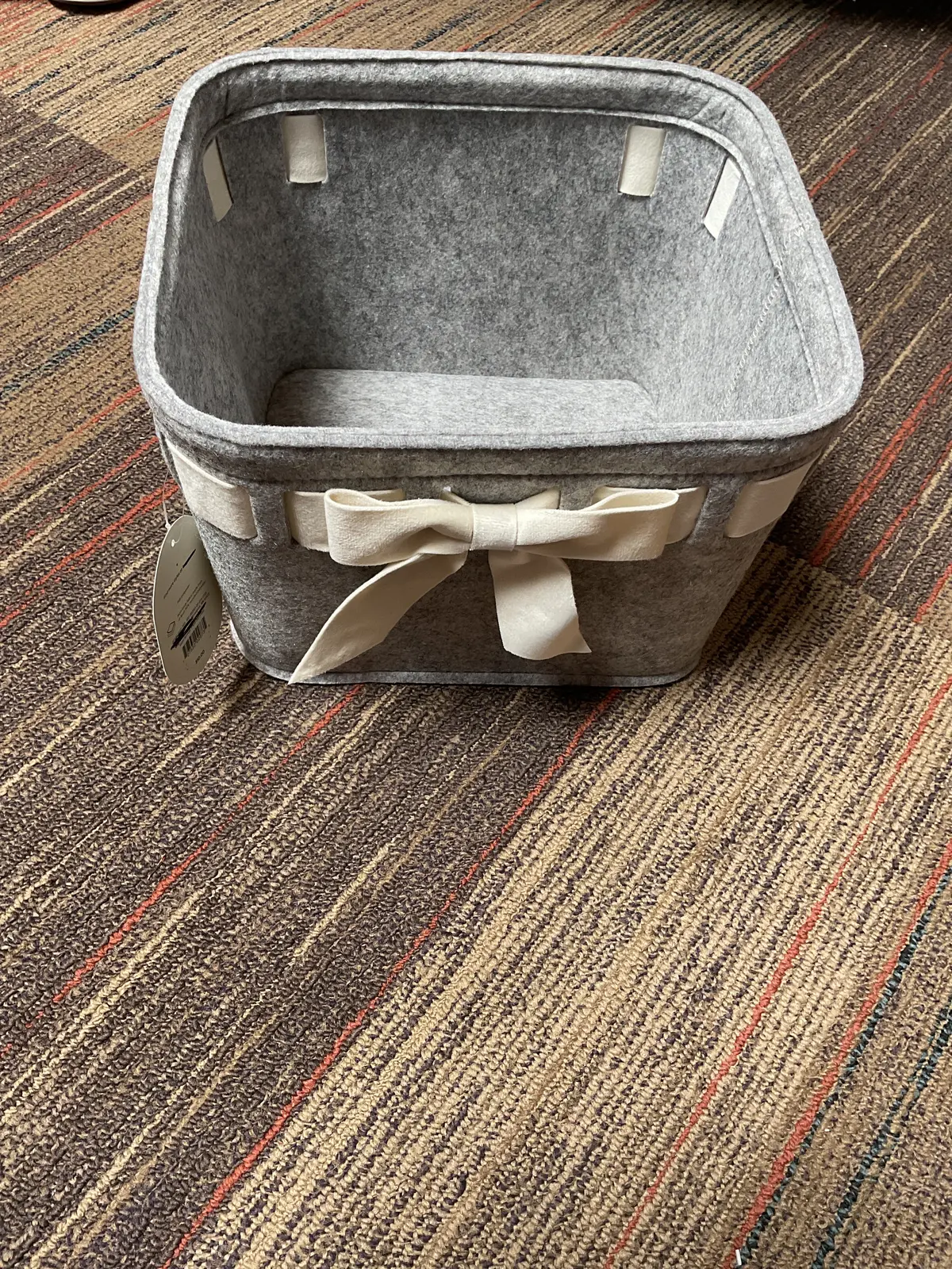 Felt Basket W/Durable Wire Frame & Removable Velvet Ribbon 11In L X 10In W X 8In H 1