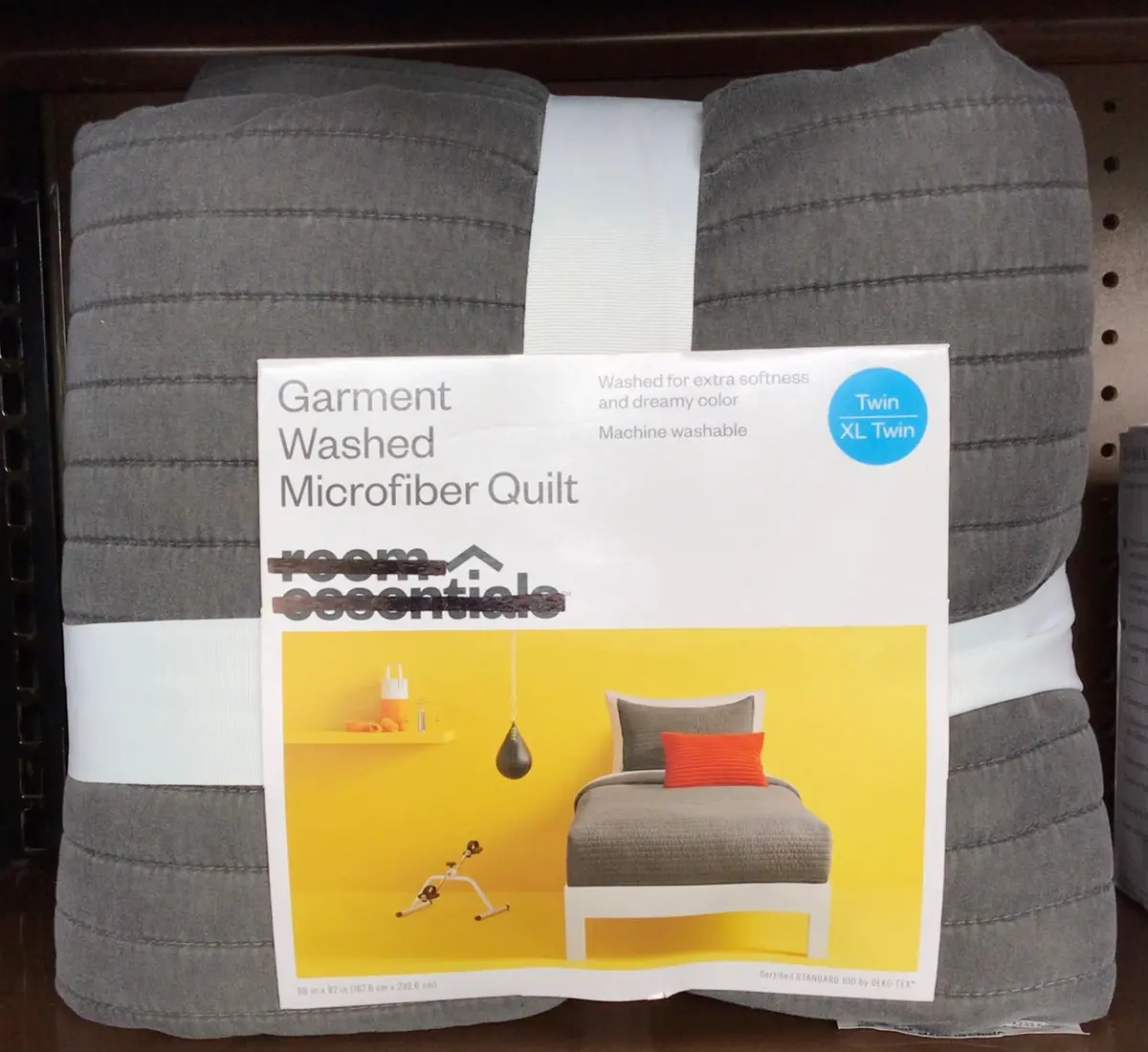 Garment Washed Microfiber Quilt - Dark Gray 1