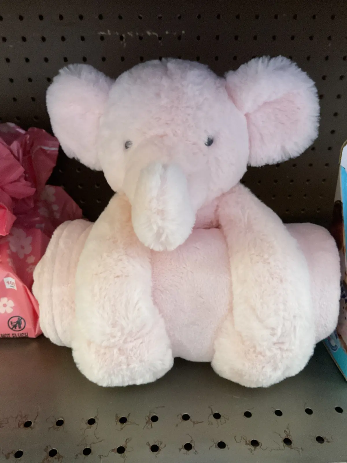 Plush Blanket With Soft Toy -Pink Elephant 1