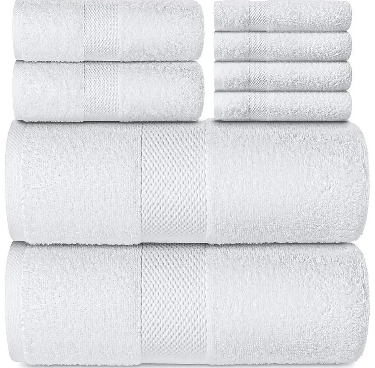 8-Piece Towel Set 100% Cotton - White 1