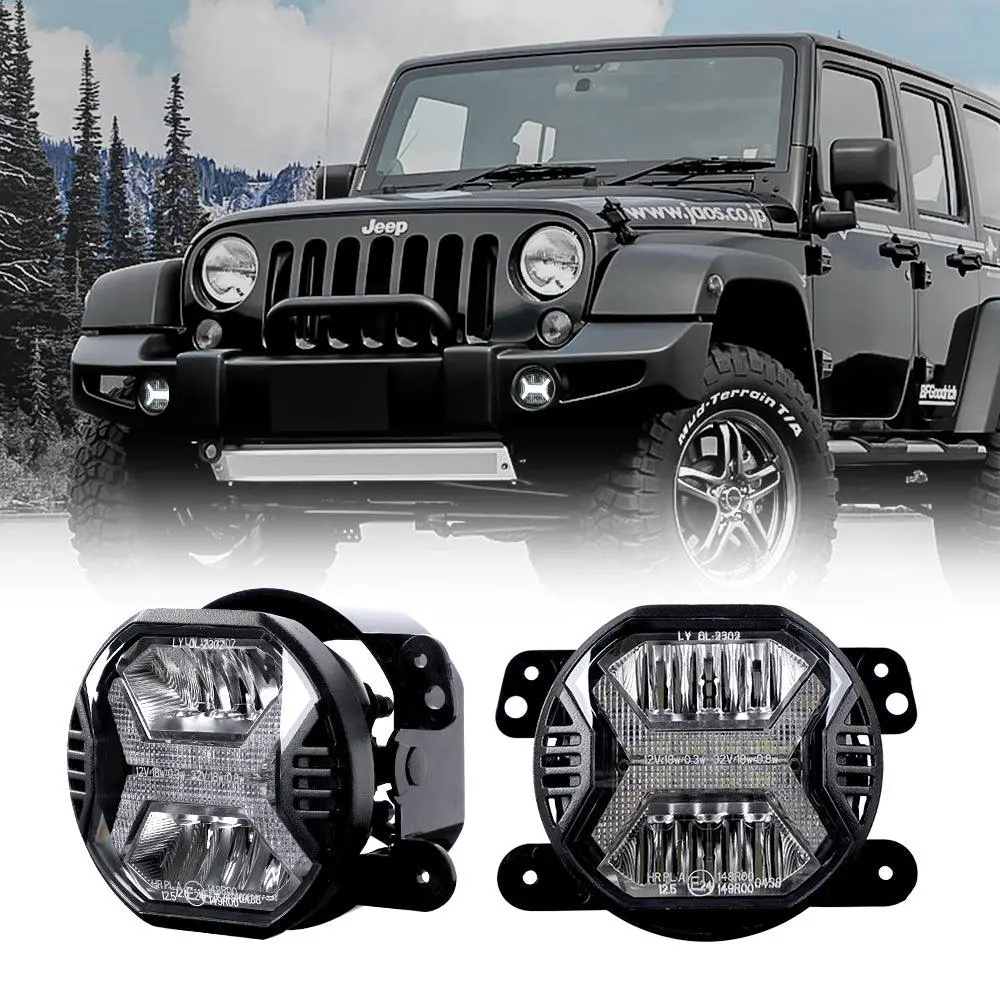 4 Inch Led Fog Lights With White Drl For Jeep Wrangler Jk/ Jeep Grand Cherokee/ Dodge 1